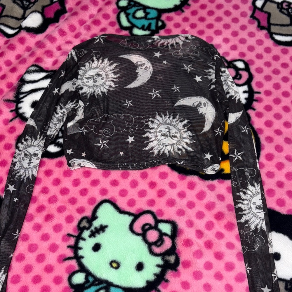 Black and White Sun and Moon Crop Top
